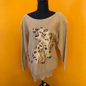Vintage Adriano by I. Fatigati sweater with ornamental Big Cat size Small